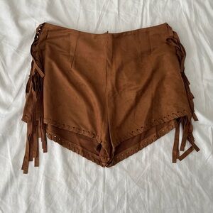 Forever 21 NWT Women's Brown Suede Fringe Shorts size small